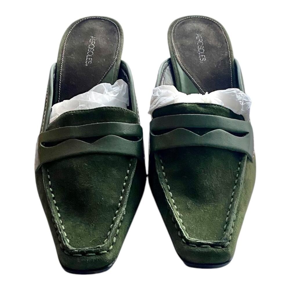 AEROSOLES Mules Kitten Heel Bow Detail Green - Picture 6 of 8